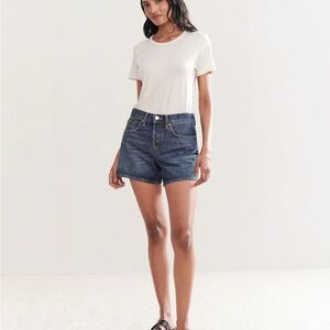 NWT Redone Mid Rise Denim Boy Shorts in Size 28